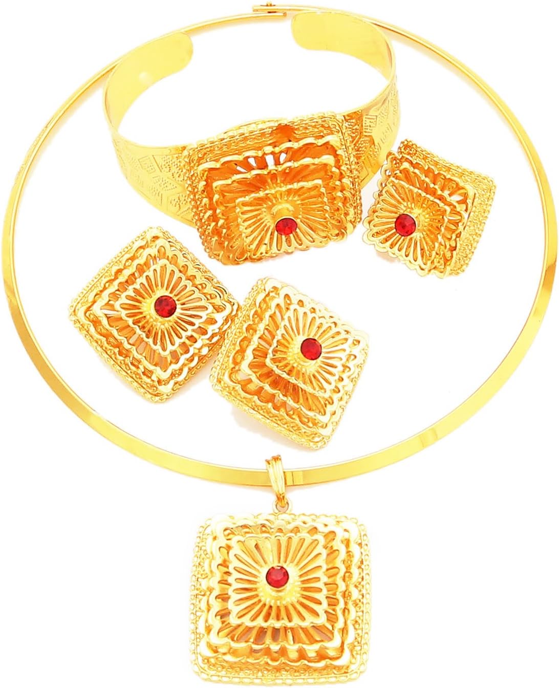 Yulaili 24k Real Gold Plated Ethiopian Traditional Habesha Jewellery Set