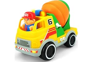 Kiddieland: Light & Sound: Cement Mixer - Motorized Construction Toy Vehicle, Auto Stops, Driver Figure, Engine Rev & Horn, Kids & Toddlers Age 1 yr+