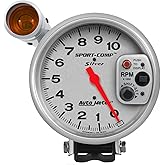 Auto Meter 3911 Sport-Comp Silver Shift-Lite Tachometer, 5.000 in.