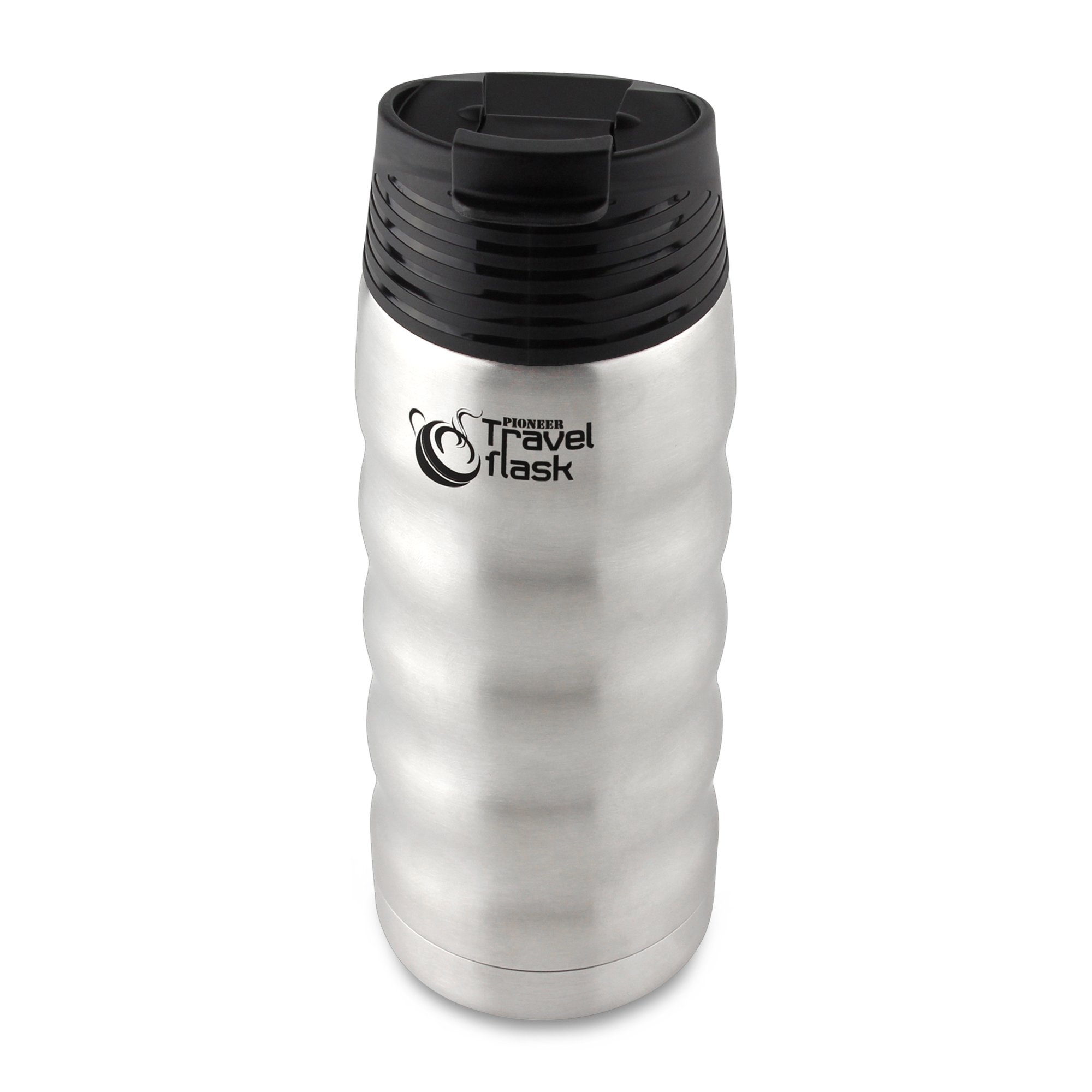 Pioneer Travel Flask, Stainless Steel Vacuum Insulated Double Wall Hot and Cold Drinks Thermo Flask – Hot 8 Hours, Cold 24 Hours, 480ml, Stainless Steel