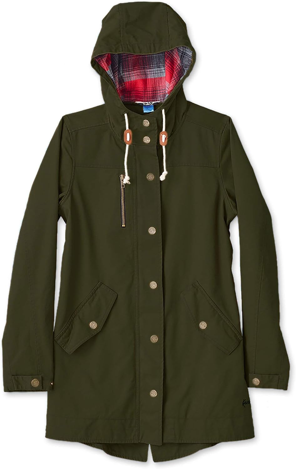 KAVU Sundowner Women's Coat - Flannel Jacket Long Sleeve Button Zip Coat: Clothing