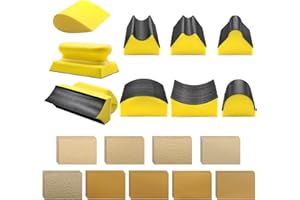 VIBRATITE 9 PCS Contoured Profile Hand Sanding Block, 4 Inch Hand Sander Block Interchangeable Assorted Convex & Concave Shapes with 45 Sheet Assortment Sandpaper for Auto Body, Woodworking, Furniture