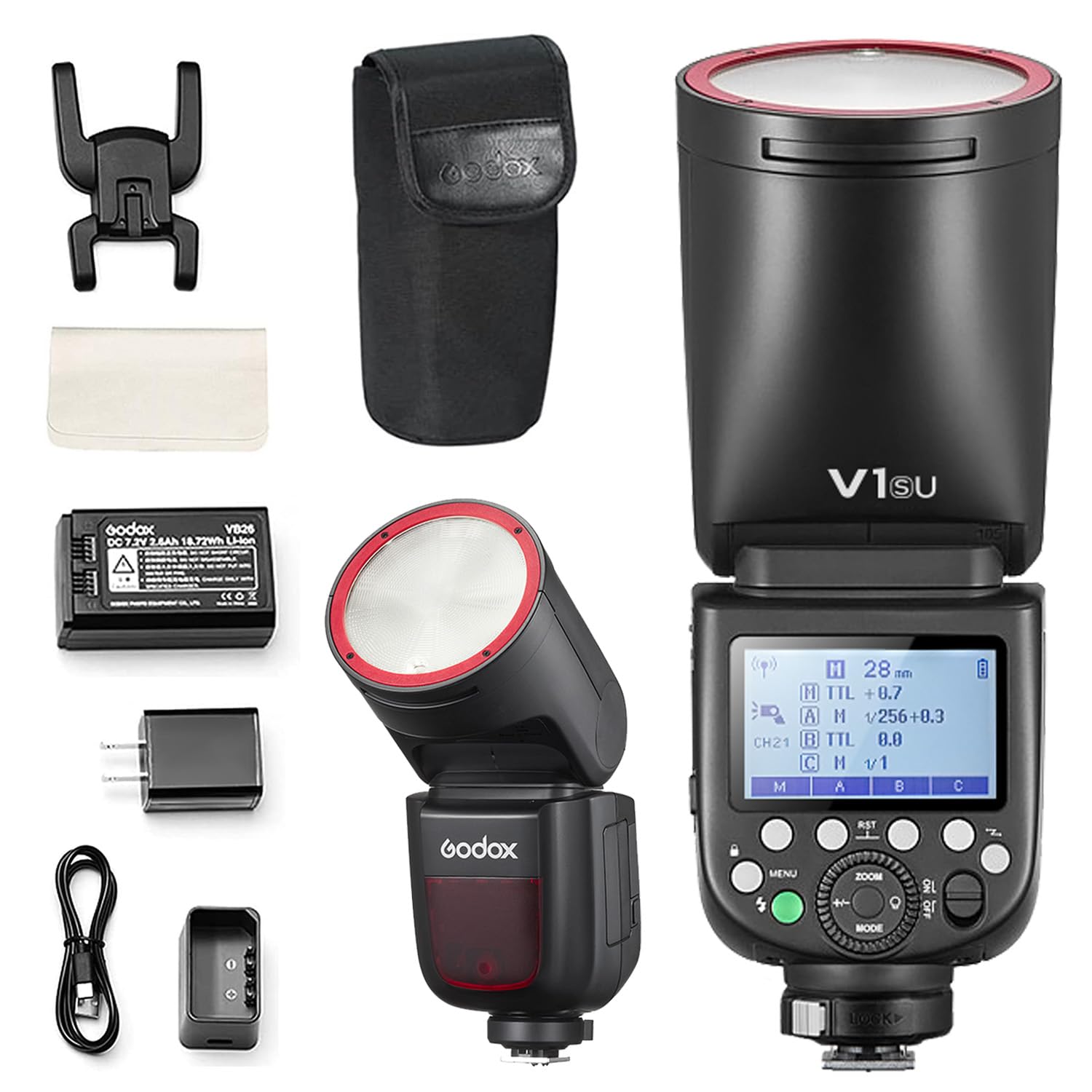 Photo 1 of Godox V1-S USA Version Flash for Sony, V1-SU Flash Speedlight with 2.4G Wireless TTL, Rechargeable Battery, 1/8000s High-Speed Sync, 10 Levels LED Modeling Light On-Camera Round Head Flash Speedlite