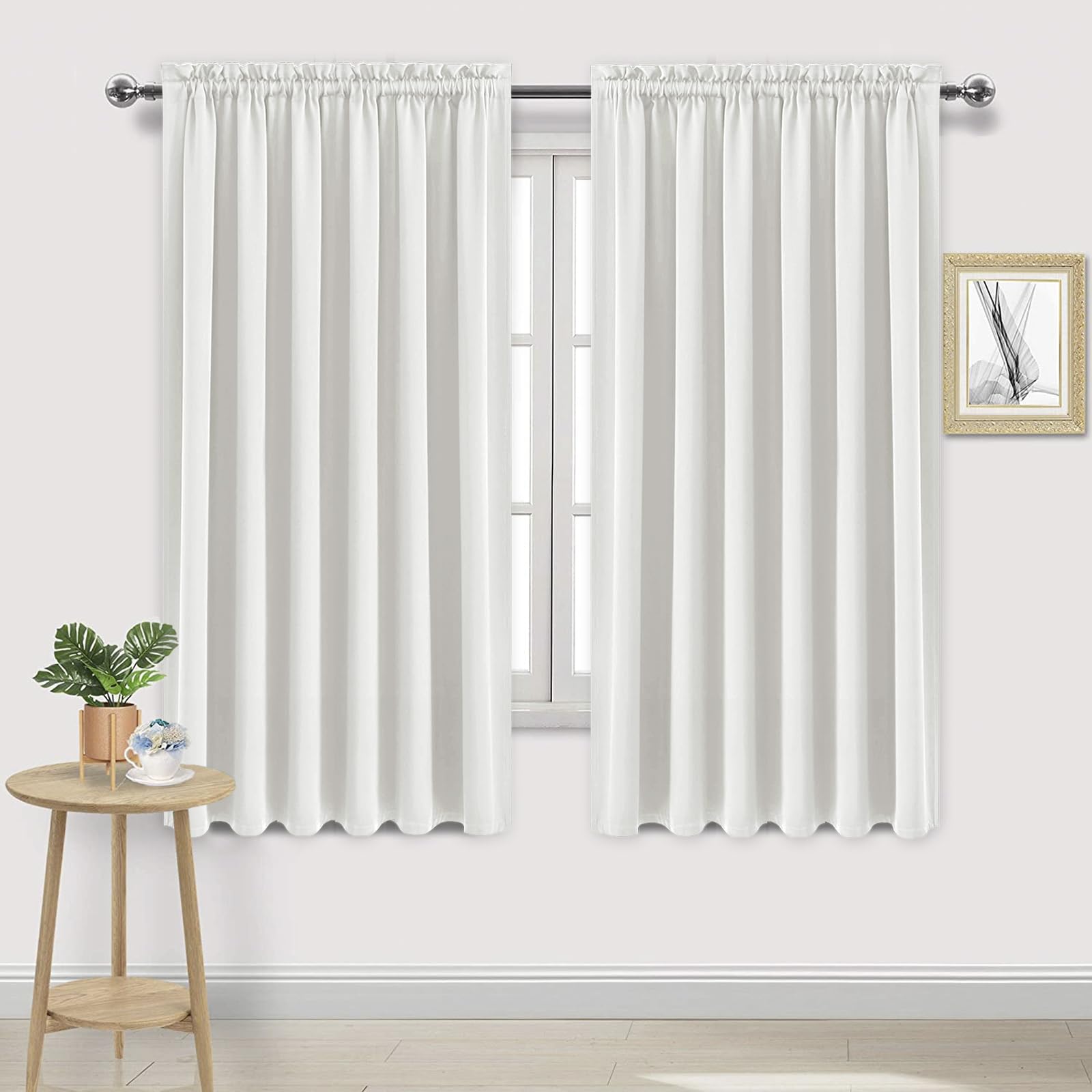 DWCN Blackout Curtains for Living Room Thermal Insulated, Energy Saving & Noise Reducing Bedroom Curtains, Ivory, W 70x L 72 Inch, Set of 2 Rod Pocket Curtain Panels Image