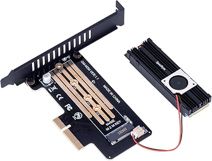Amazon Speedbyte M2 Pcieアダプターはm 2の固体ハードディスクファン冷却ヒートシンクを付ける アップグレード版m2 Nvme M Key 2280 2260 2242 2230からpcie 3 0 X 4までのスロットアダプタ ホストコントローラ拡張カード デスクトップマシン Pcメインボード用pci