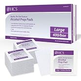HCS Large Alcohol Prep Pads - 70% Isopropyl Alcohol Wipes, Individually Wrapped - 2 ply, Textured, Sterile Skin Prep Swabs (400/Box)