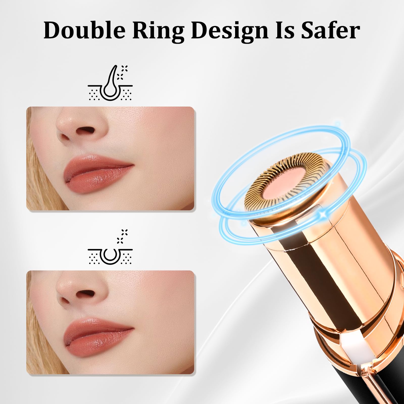 Facial Hair Removal for Women, Electric Painless Rechargeable Facial Hair Remover for Face, Lip, Chin