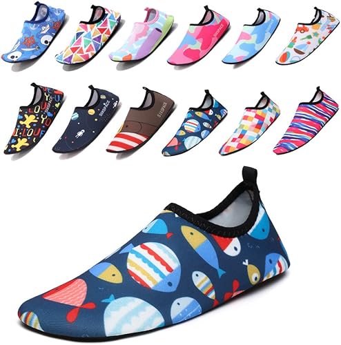 Amazon Co Jp Sixspace マリンシューズ キッズ 子供用 軽量 ウォーターシューズ ビーチシューズ 可愛い ソックスキッズ 通気性いい 男女兼用 携帯便利 ブルー 17cm シューズ バッグ
