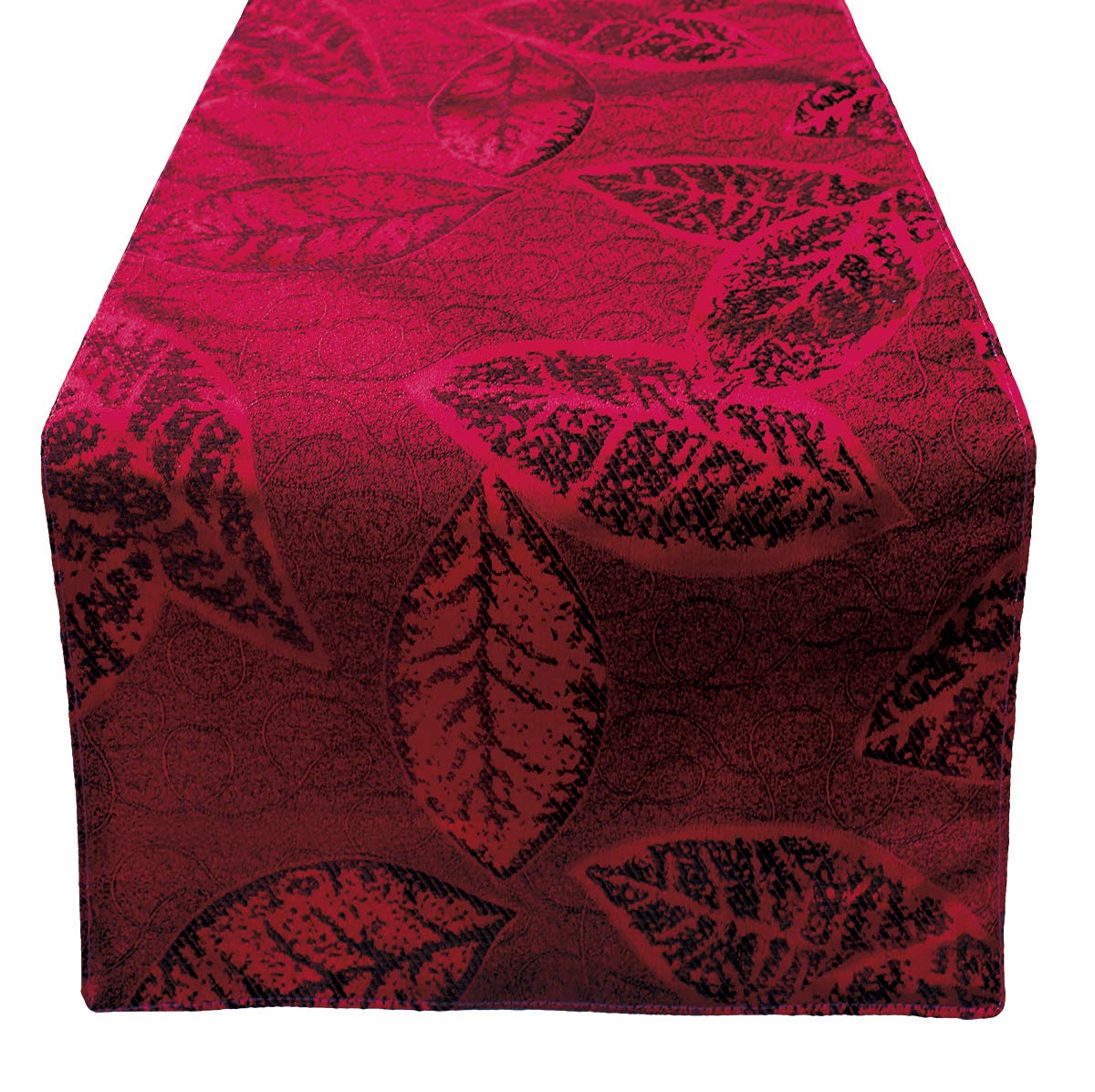 OLYPHAN Christmas Table Runner 108 Inches Rustic Leaf - Burgundy Red Table Runners Polyester for Holiday Dining Decoration, Fancy Thanksgiving Family Dinner, Xmas Gathering/Party 13 in x 108 inches
