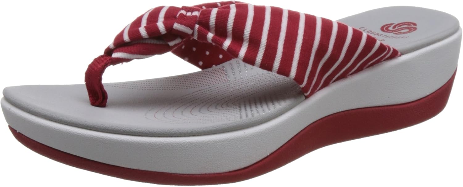 clarks flip flops womens red