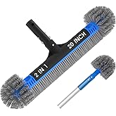 TidyMister 20'' 2 in 1 Pool Brush Head Cobweb Duster Heavy Duty Pool Cleaning Detachable Round Brush with EZ Clip & Wavy Nylon Bristles for Inground Pool & Above-Ground Pool (Without Pole)