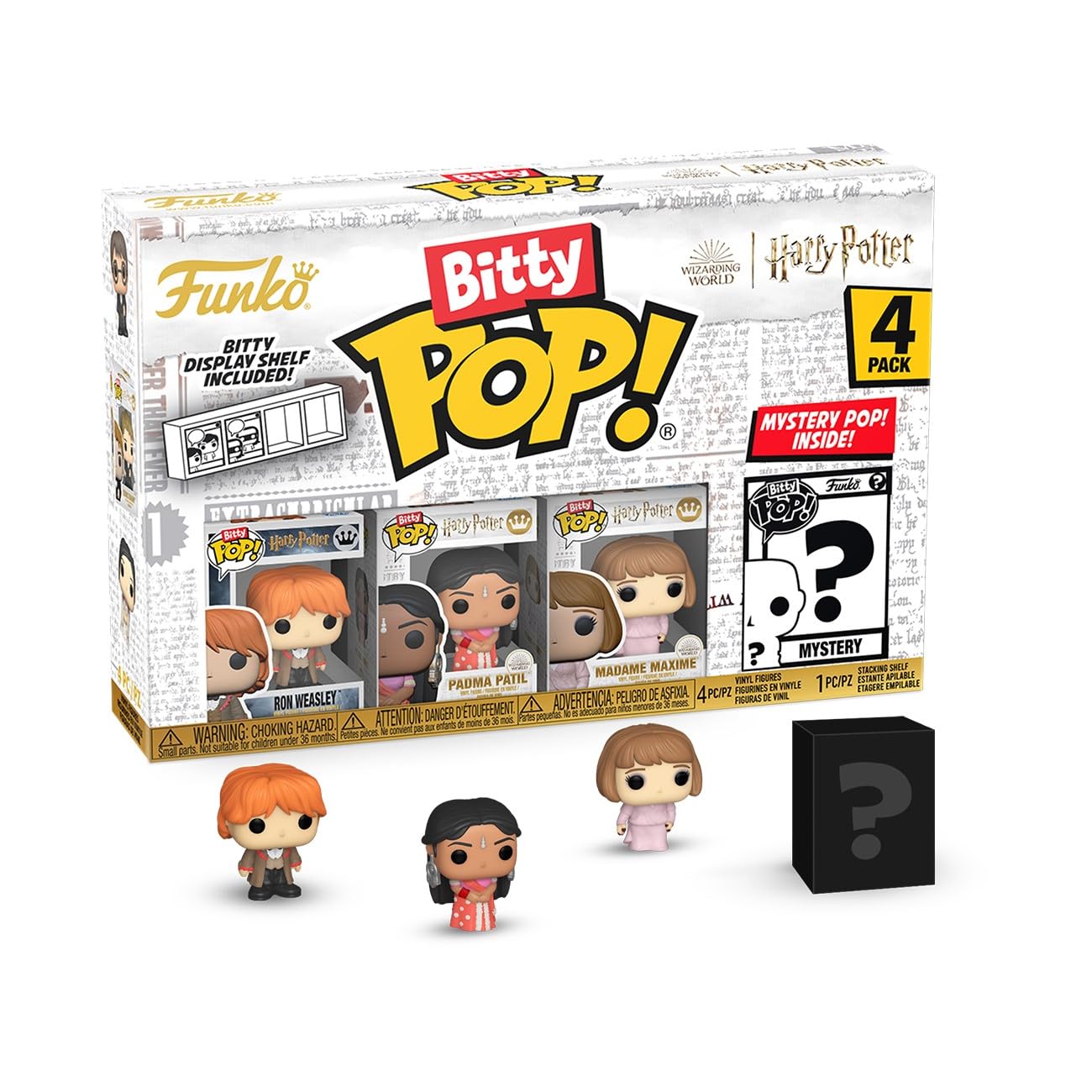 Funko Bitty Pop! HP GOF - Ron 4pk and a Surprise Mini Figure - 0.9 Inch (2.2 cm) - Harry Potter Collectible Stackable Display Shelf Included - Gift Idea Party Bag Stocking