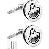 QWORK Boat Cam Latch, 2 Pack Marine 316 Stainless Steel Marine Boat Floor Buckle Hatch Latch, Flush Turning Lift Handle Lock