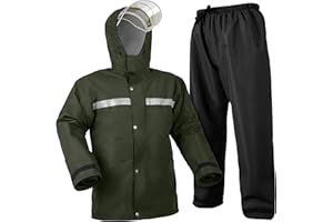 Coralrain Rain Suit Safety Waterproof Rain Jacket and Trouser Suit Raincoat With Hood lining For Men Women Adults Breathable