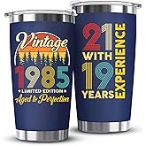 ZAGKOO 40th Birthday Gifts Men, Women - 1985 40th Birthday Decorations - 40 Year Old Gifts for Men, Cool Vintage, Funny Turning 40 Ideas for Dad, Husband, Mom, Wife - 20oz Navy Tumbler Cup Gift Box