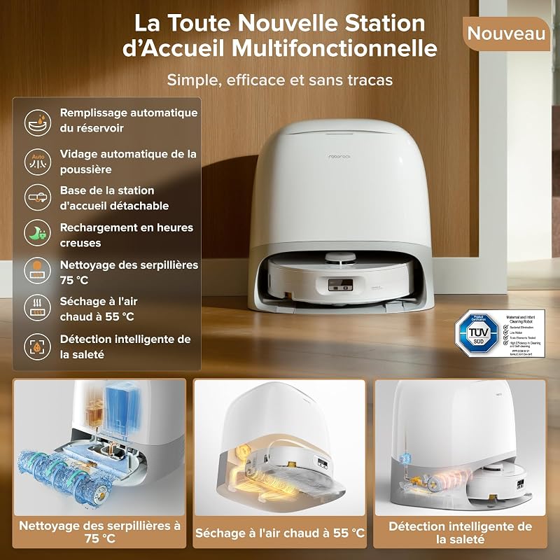 Qrevo Curv 2 Flow Aspirateur Robot Laveur Roller, 20 000 Pa
