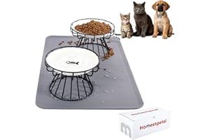 Elevated Ceramic Cat Food Bowl Set with Silicone Mat, Includes 2 Ceramic Bowls and 2 Bowl Stands Protects Neck and Whiskers, 