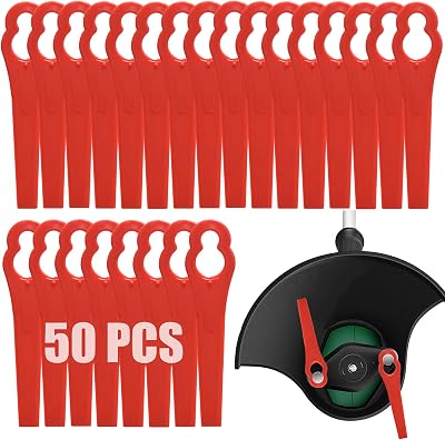 Acehome 50 Pcs Plastic Grass Trimmer Blades 83 mm Red for Cordless Mower