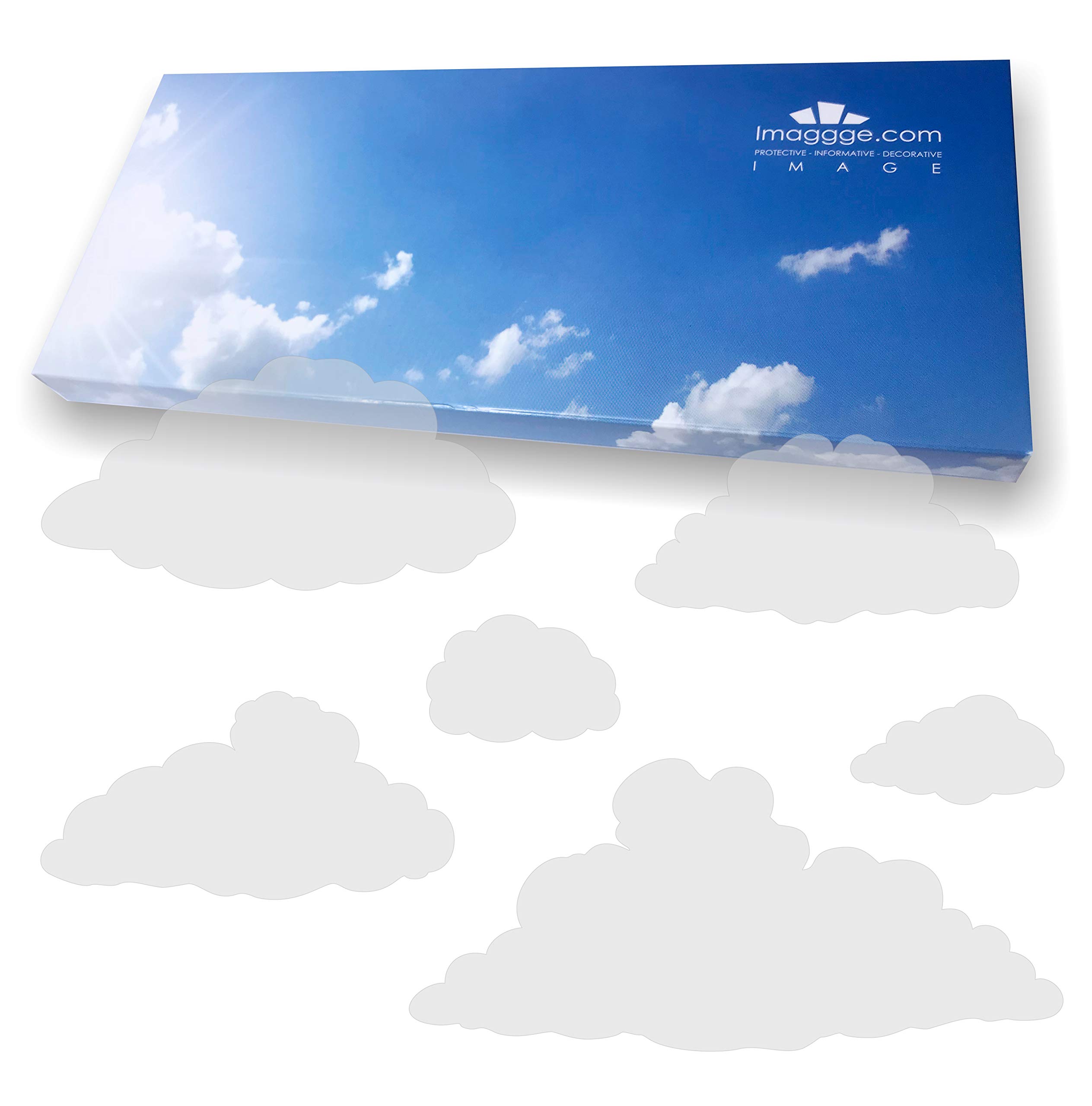 Imaggge.com Anti-Collision Stickers for Glass Doors (Clouds) – Prevents Birds or People Bumping into Windows, vinyl, Dépoli - Sablé, Nuages Modèle 2 (Sablé dépoli)