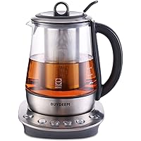 BUYDEEM K2423 Tea Maker, 316 Stainless Steel & Heat Resistant DURAN Glass Electric Kettle, 5 Temperature Settings, Removable