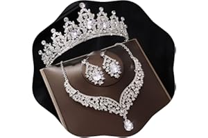 FIRCRE Crowns and Tiaras jewelry sets for Wedding princess birthday party Halloween Prom Pageant Jewelry for Women Crystal Bridal Jewelry Set for women