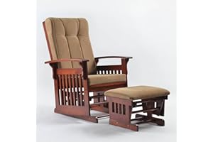 TOROWOOD Glider Rocking Chair Nursery with Ottoman Smooth Rocking Motion, Easy to Assemble, Solid Hardwood Base Indoor Adult (Brown)