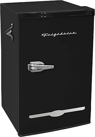 FRIGIDAIRE EFR376-BLACK 3.2 Cu Ft Black Retro Bar Fridge with Side Bottle Opener