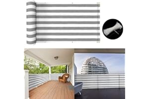 SHSYUE Balcony Privacy Screen Cover,Deck Privacy Fence Porch Covering Patio Privacy (White & Grey)