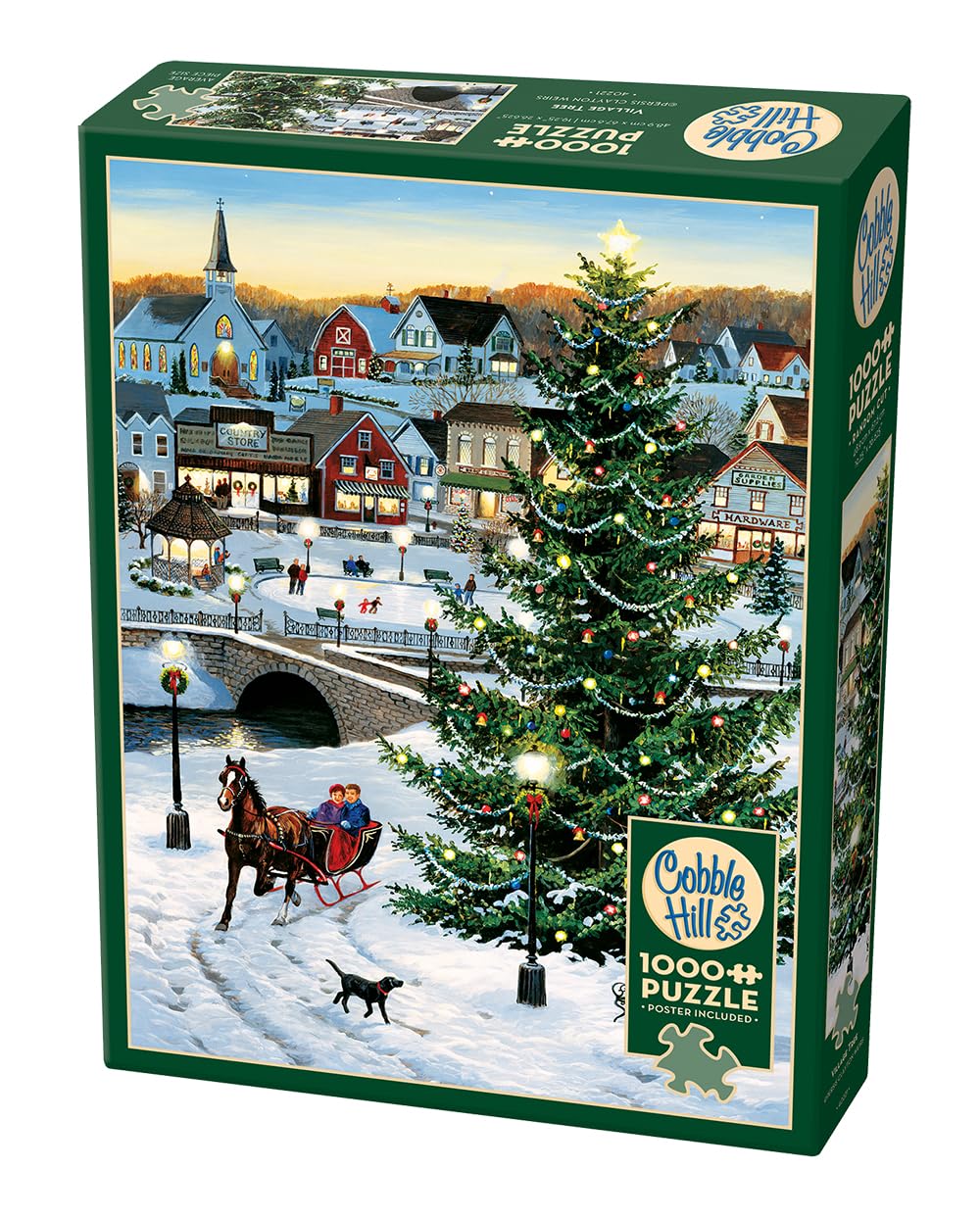 Cobble Hill 1000 Piece Puzzle Jigsaw, Village Tree-Sample Poster Included