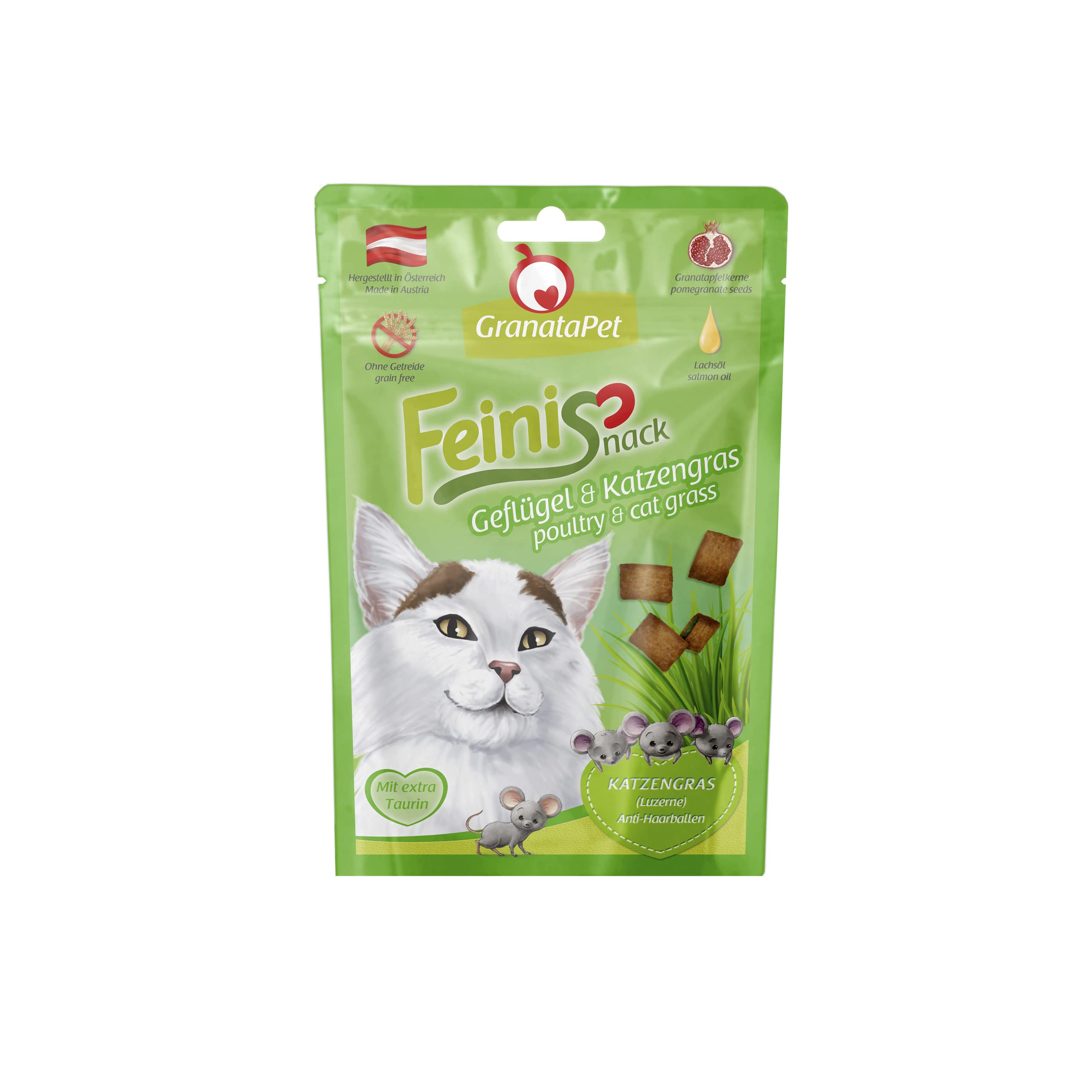 FeiniSnacks Cat Snack Chicken and Cat Grass Pack of 6 x 50 g