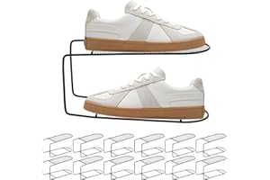 CODOHI12 Pack Metal Shoe Slot Organizer for Closet, Double-Layer Shoes Holder Stacker Iron Storage Rack Display Stand for Clo