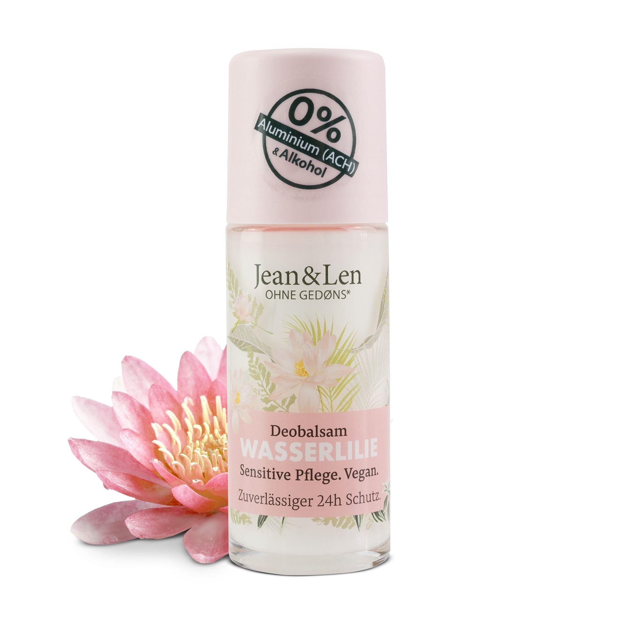 Jean & Len Deobalsam Wasserlilie, schenkt auf natürliche Weise bis zu 24h Deo-Schutz, sensitive Pflege, Ideal auch nach der Rasur, Deo ohne Aluminium & Alkohol, vegan, 50 ml