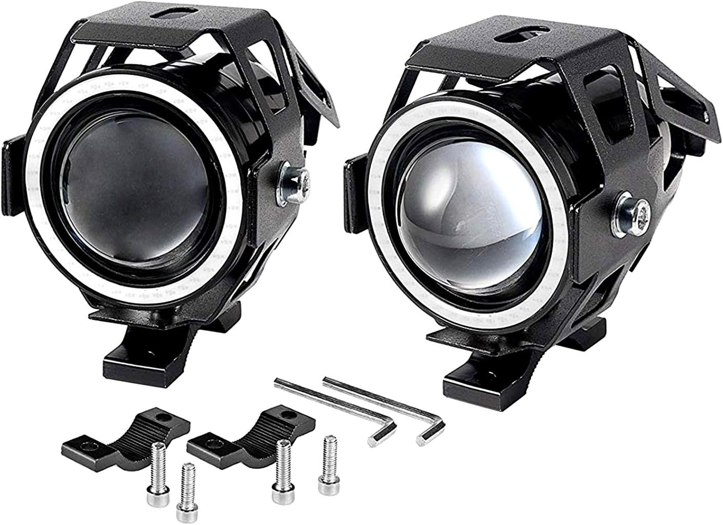 Thump THU7B2P U7 CREE Fog Light Universal Spotlight with Hi/Lo Flashing Beam and Blue Angel Eye Ring For Motorcycle and Cars (15W)
