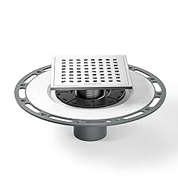 Bernkot Square Shower Drain, 6" Brushed with PVC