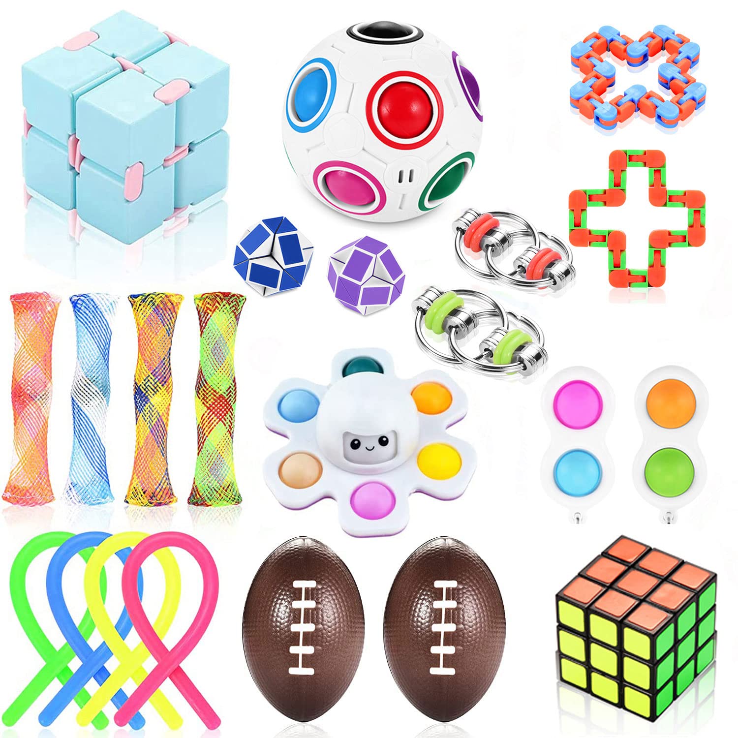 Nestling Fidget Toys Set,22 pcs Sensory Fidget Toys for Kids and Adults,Squeeze Fidget Hand Toys Stress Relief Toys for Autism Special Needs,Birthday Party Favors Gifts,School Classroom Reward