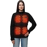 HENNCHEE Heated Fleece Jackets for Women with 12V 16000mah Battery Pack, Zip Up Heating Sweater, Knitted Sweatshirt Coat