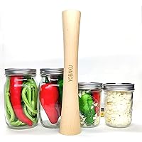 Sauerkraut Pounder Natural Beech Wood for Fermentation Crocks and Mason Jars - Cabbage Tamper for Packing Down Fermented Food