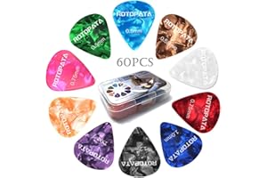60 Pcs Guitar Picks with 6 Different Thickness Variety Colorful Celluloid Plectrums for Bass, Electric, Acoustic Guitars Ukul