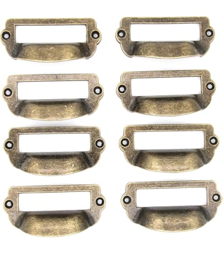 Uxcell Label Holder Pull Handles, Vintage Zinc Alloy Label Frame Drawer Knobs For Cabinet Cupboard, Bronze Tone 59x43mm Pack Of 10 W Screws