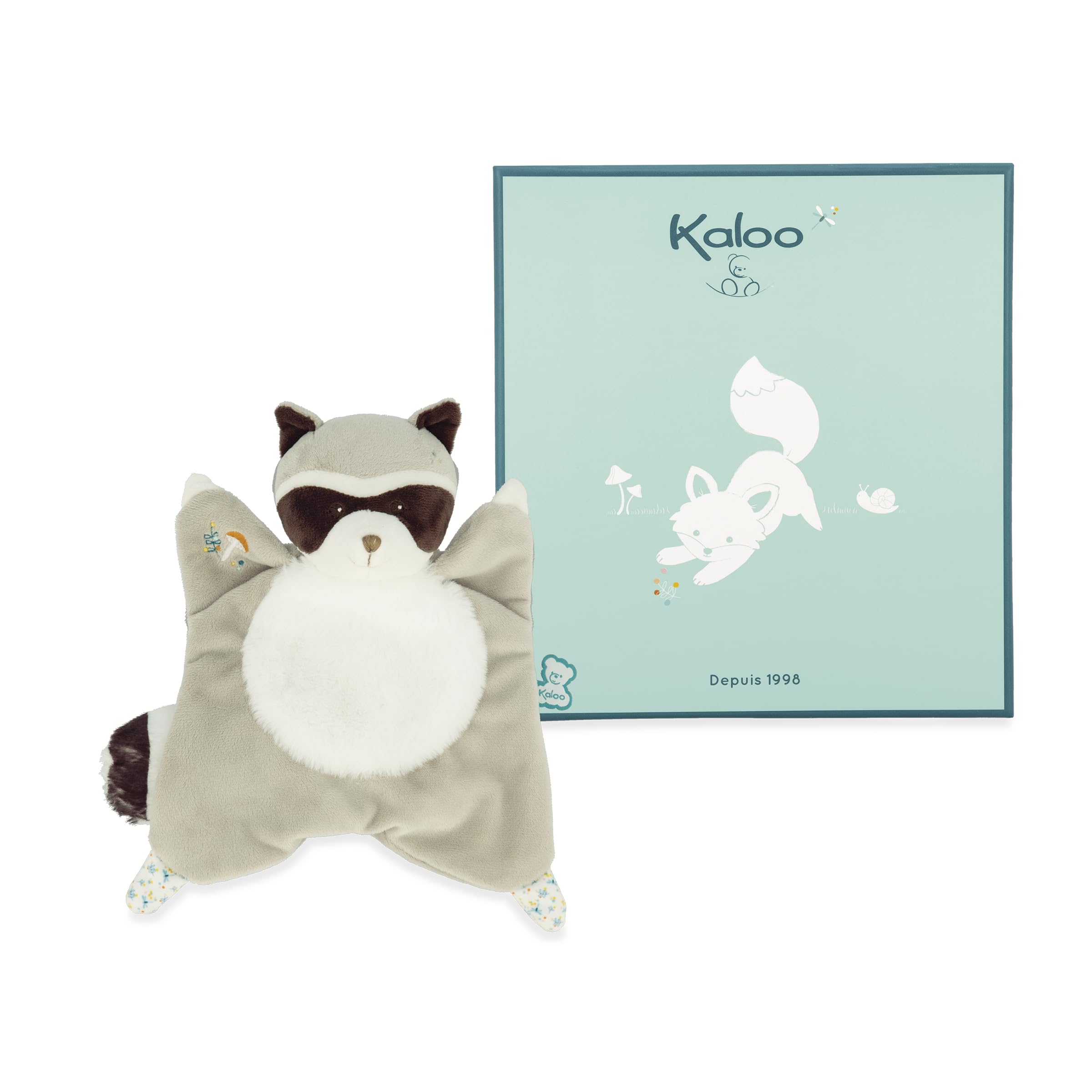 Kaloo - Fripons - Gaston the Racoon Plush Comforter Ultra-Soft & Fluffy Comforter - 24 cm - 0 Months +, K205001