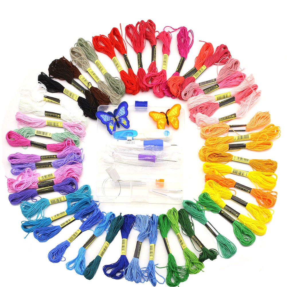 Magic Embroidery Pen, Punch Needle Set Craft Tools with case, Embroidery Kit Including 50 Color Threads for Embroidery Threaders Knitting Sewing
