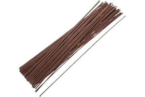MINAOLULUS 100pcs Coffee Color Floral Stems Wire 40cm Realistic Flower Wire Stems for Wedding Bouquets DIY Crafting Supplies