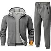 TBMPOY Mens Fleece Lined Hooded Tracksuits Sweatsuits 2 Piece Sets Winter Thermal Jogging Track Sweat Suits Warm Up Outfits