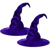 JenPen 2 Pcs Large Witch Hat for Women Oversize Velvet Ruched Wizard Wide Brim Hat Masquerade Party Cosplay
