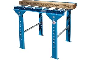 Ultimation Light-Duty Roller Stand with Adjustable Height and 1.5" Dia. Steel, 24" x 3' Galvanized Steel, Ideal for Assembly Areas - Power Saw, Woodworking Accessories, 210 lbs Capacity