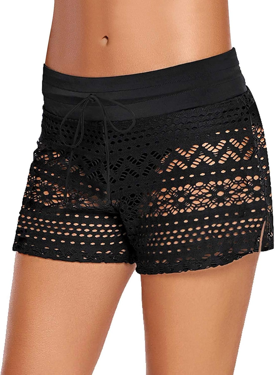 Damen Häkel-Shorts Mit Hoher Taille - Gestrickte Badeshorts Für Strand & Pool