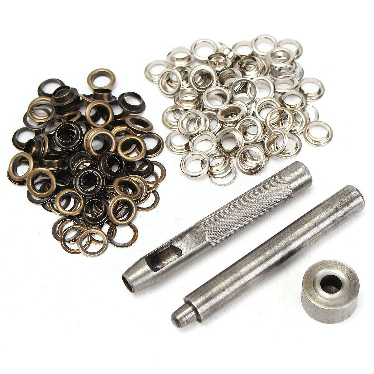 Eyelet Punch Die Tool Kits 100 Sets Metal Grommets Kit Eyelets Hole with Punch Hole Tool and Tool Kits for Leather Craft, Clothes, Purse, DIY Projects, Bags - 800# 10mm