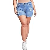 YMI Womens Women's Plus Size Wannabettabutt High Rise Fray Shorts