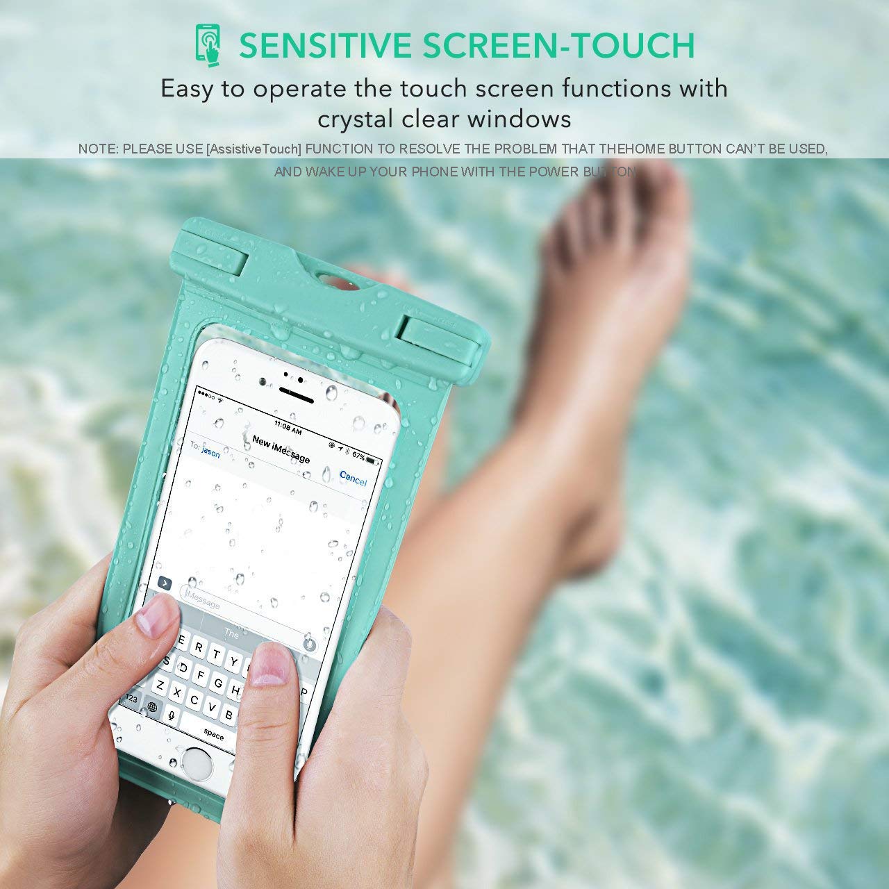 WJZXTEK Universal Waterproof Case,IPX8 Waterproof Phone Pouch Underwater Dry Bag,Compatible iPhone Xs Max/Xr/X/8/8plus/7/7plus Galaxy s9/s8 Note 9/8 Google Pixel up to 6.5\