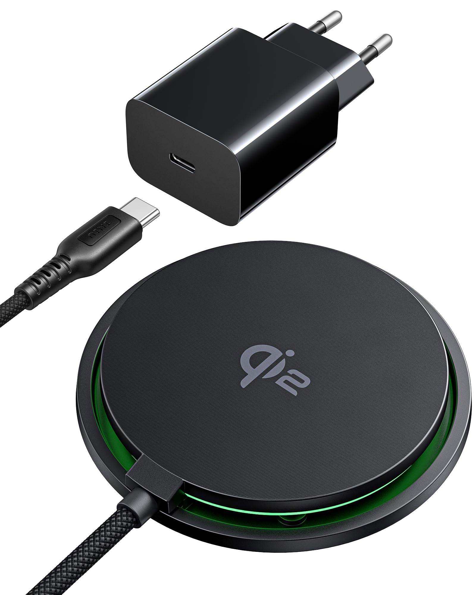 INIU Mag-Safe Ladegerät, 15W Qi2-Zertifiziertes Wireless Charger Induktive iPhone Ladestation mit LED, Kabelloses Ladepad für iPhone 17 16 15 14 13 12 Pro Max AirPods 4 3 Pro 2 (mit 20W USB C Adapter)